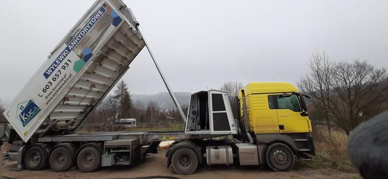 ciężarówka wylewająca beton